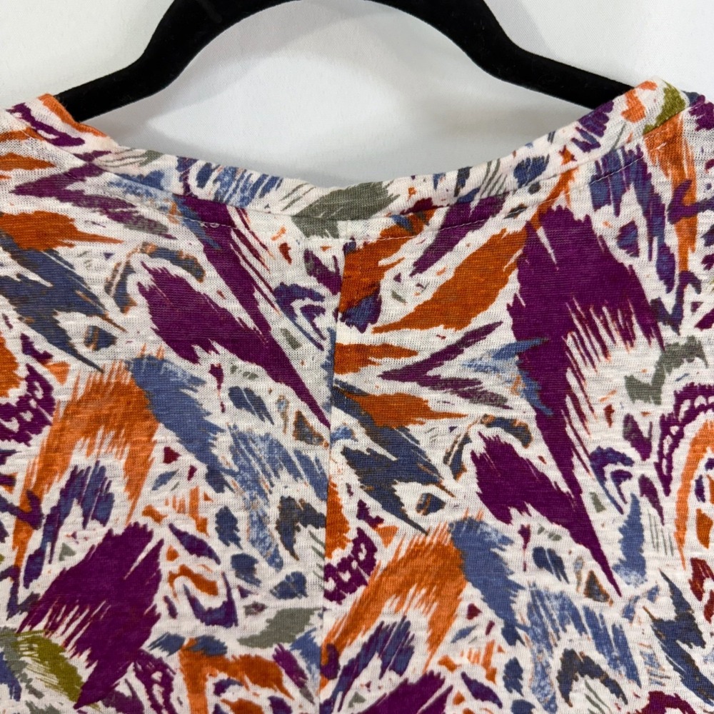 Nicole Miller New York Linen Abstract Print V-Neck 3/4 Sleeve Tunic Top 2X Boho - Picture 5 of 10